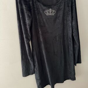 Juicy Couture Black Long Sleeve Velour Nightgown
